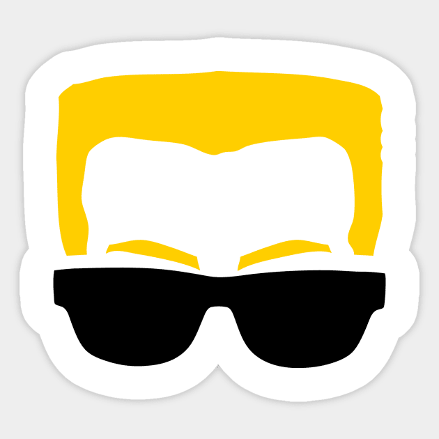 Duke Nukem Blonde Hair Glasses Face Silhouette Sticker by AnotherOne